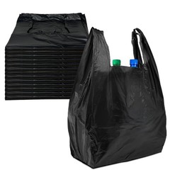 Plastic Bags T-shirt Style 11.5×6.5×21 Black Handle Strong 350 Pack