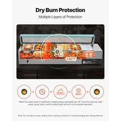 Uimoso Commercial Food Warmer with 6 Pans and Glass Shield for Buffet Use
