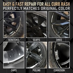 Wheel Scratch Repair Kit, Gloss Black Rim Touch Up Paint, Repair Curb Rash, Scra