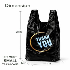 YoYoRain 100 Count Plastic Bags Black T Shirt Bags with Handle for Retail Sh…