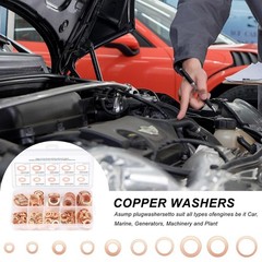 9 Size Copper Crush Washer Kit – 200pcs for Electrical & Automotive Applications