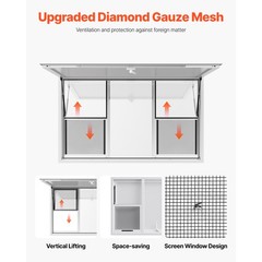 Uimoso 60x36in Concession Food Truck Service Window with Aluminum Alloy Awning