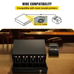 VEVOR Cash Drawer 13″ Cash Register POS System 3 Unlocking Ways RJ11/RJ12 Square